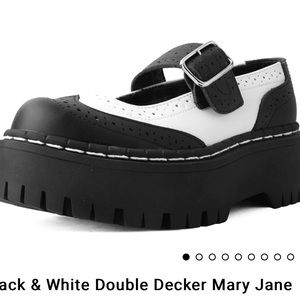 T.U.K Black & White Double Decker Mary Jane